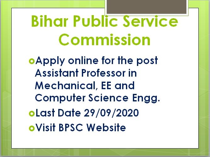 BPSC Assistant Professor Vacancy