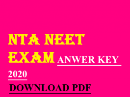 NTA NEET Answer Key 2020