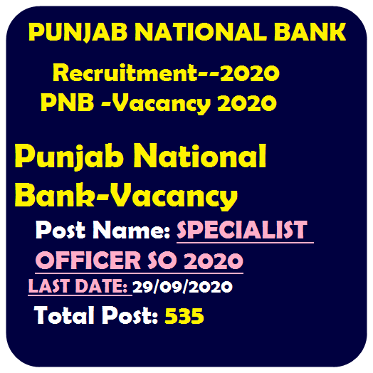 PNB Bank Specialist Officer SO