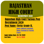 Rajasthan High Court Clerks JJA JA Recruitment